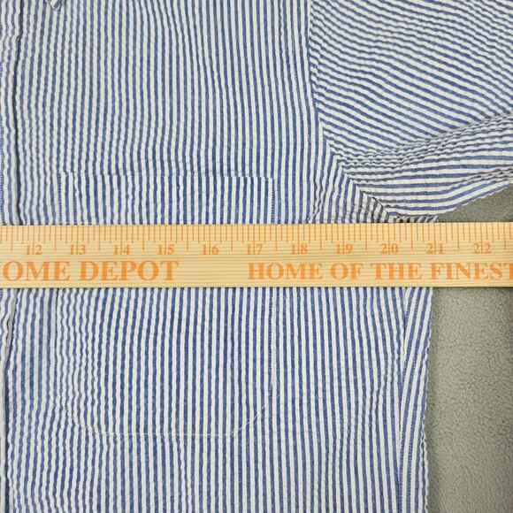 Gitman Bros Seersucker Shirt Mens M Button Down Short Sleeve Business Striped - Picture 12 of 14